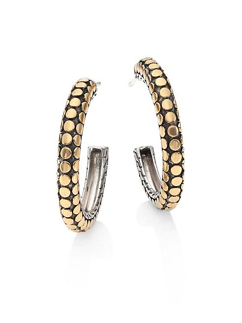 John Hardy - Dot 18K Yellow Gold & Sterling Silver Hoop Earrings/1