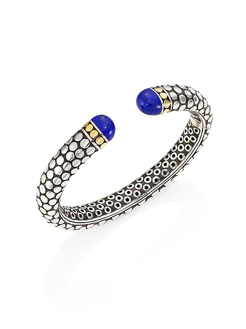 John Hardy - Batu Dot Lapis Lazuli, 18K Yellow Gold & Sterling Silver Medium Kick Cuff Bracelet