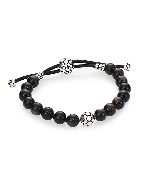 John Hardy - Dot Golden Sheen Obsidian & Sterling Silver Bead Bracelet