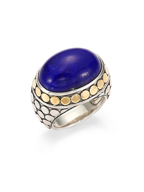 John Hardy - Batu Dot Lapis Lazuli, 18K Yellow Gold & Sterling Silver Dome Ring