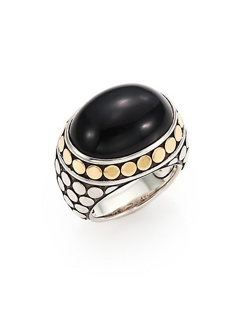 John Hardy - Batu Dot Onyx, 18K Yellow Gold & Sterling Silver Dome Ring