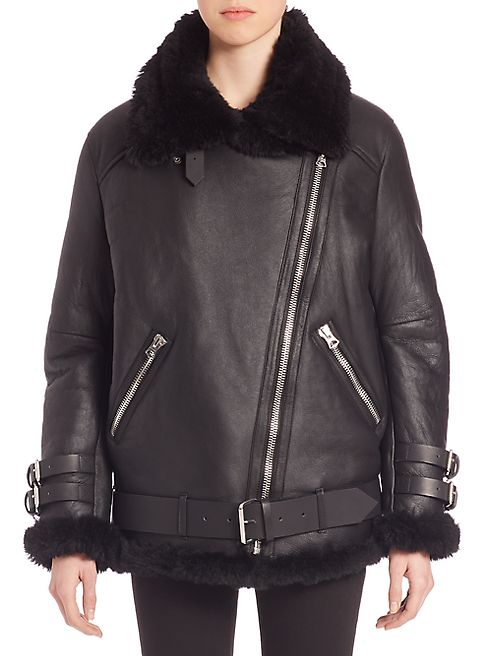 Acne Studios - Oversized Shearling Moto Jacket