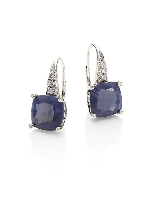 John Hardy - Classic Chain Diamond, Blue Sapphire & Sterling Silver Drop Earrings