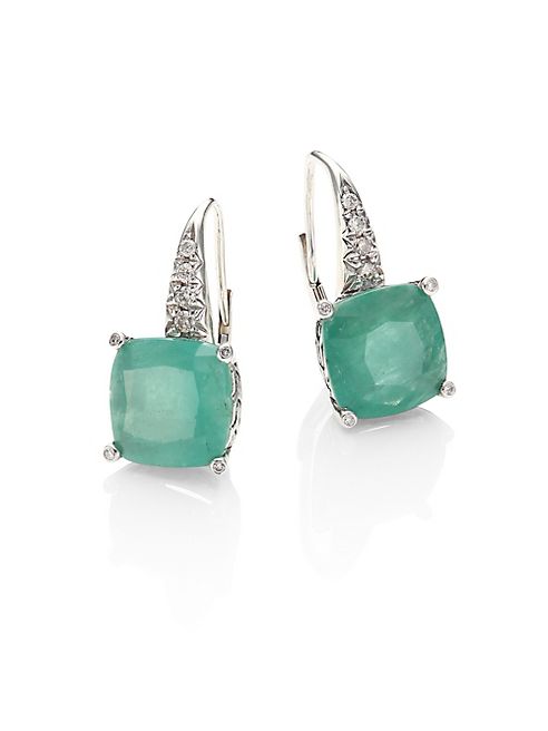 John Hardy - Classic Chain Diamond, Emerald & Sterling Silver Drop Earrings