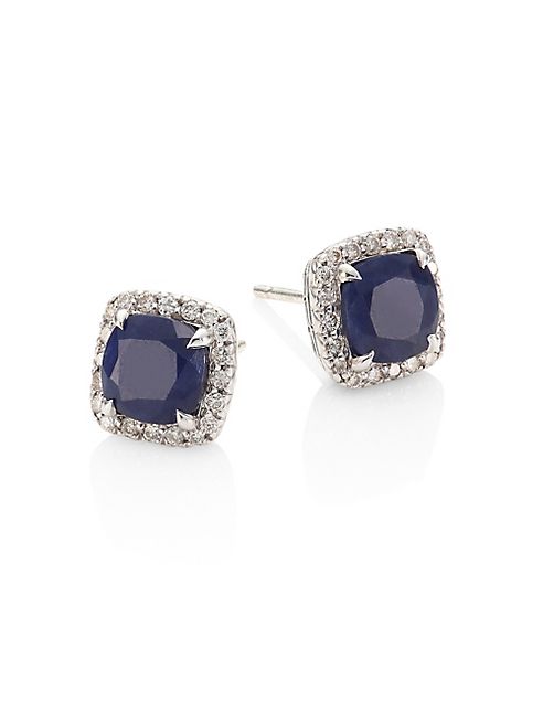 John Hardy - Batu Classic Chain Diamond, Blue Sapphire & Sterling Silver Stud Earrings