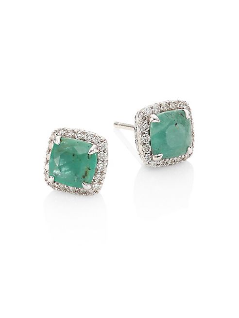 John Hardy - Batu Classic Chain Diamond, Emerald & Sterling Silver Stud Earrings