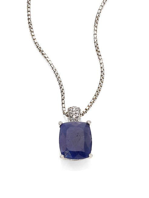 John Hardy - Classic Chain Diamond, Blue Sapphire & Sterling Silver Pendant Necklace