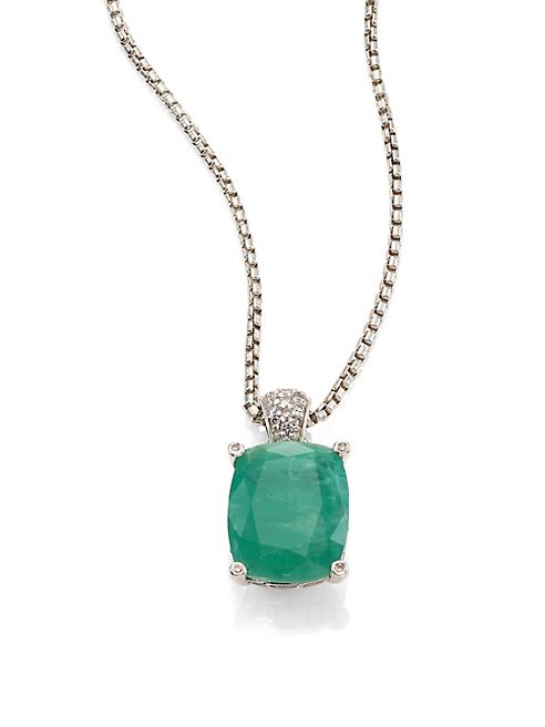 John Hardy - Classic Chain Diamond, Emerald & Sterling Silver Pendant Necklace