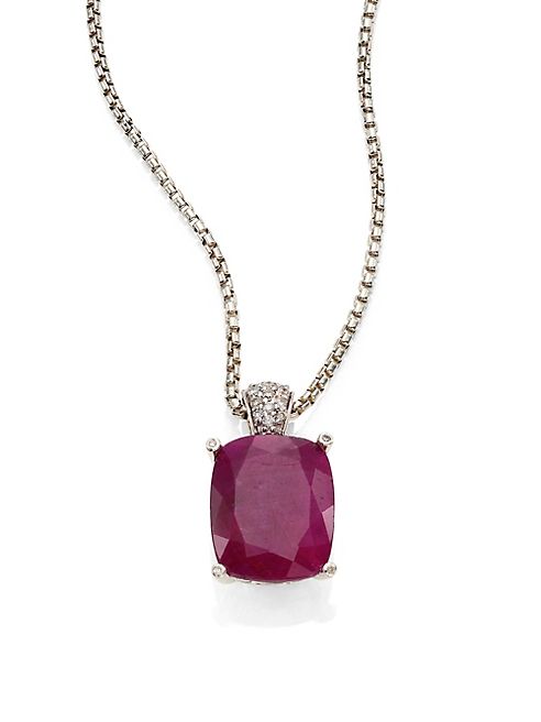 John Hardy - Classic Chain Diamond, Ruby & Sterling Silver Pendant Necklace