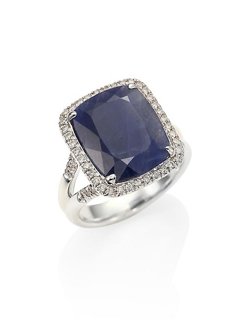 John Hardy - Classic Chain Diamond, Blue Sapphire & Sterling Silver Ring