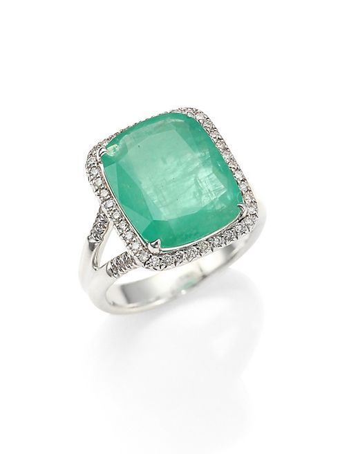 John Hardy - Classic Chain Diamond, Emerald & Sterling Silver Ring