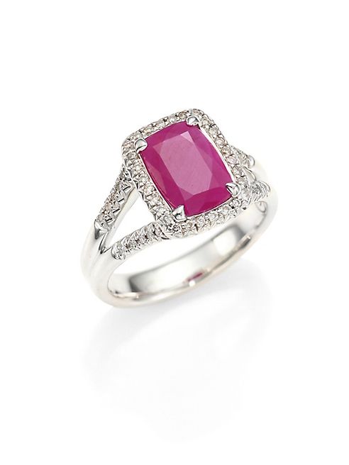 John Hardy - Classic Chain Diamond, Ruby & Sterling Silver Ring