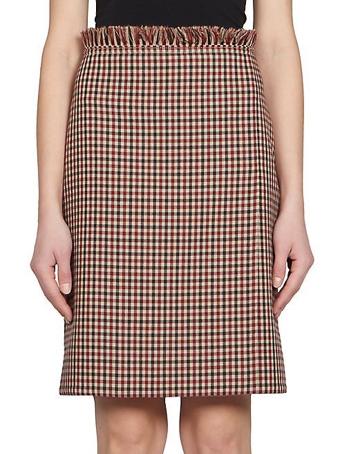 Nina Ricci - Checked Wool Pencil Skirt