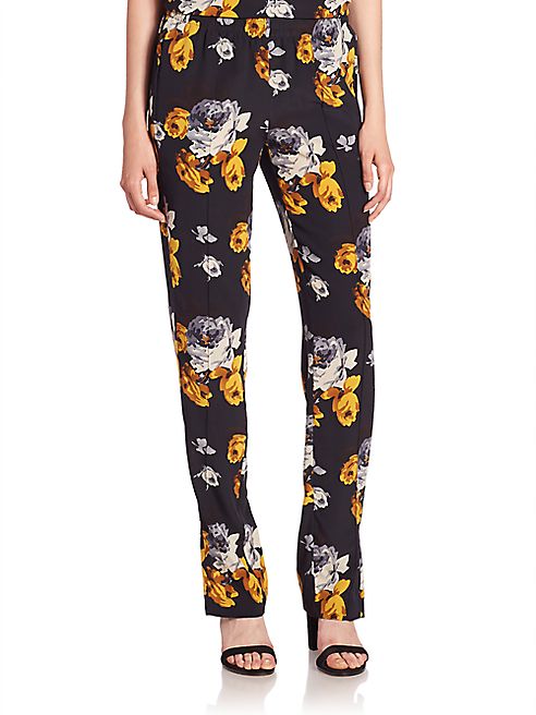 Theory - Viewpine Silk Floral-Print Pants