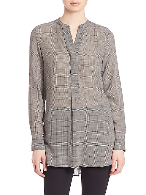 Theory - Orvinio Geometric Virgin Wool Blend Blouse