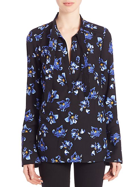 Proenza Schouler - Floral Print Tie-Neck Blouse