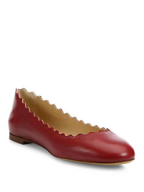 Chloé - Scalloped Leather Ballet Flats