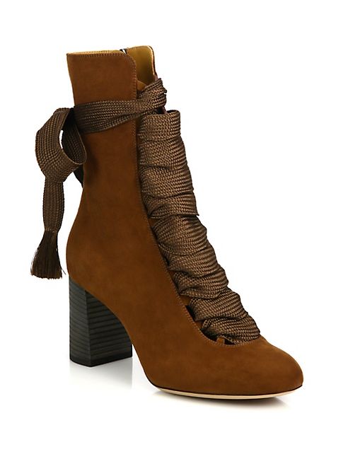 Chloé - Harper Suede Lace-Up Ankle Boots