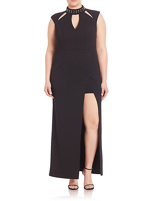 ABS, Plus Size - Embellished Cutout Gown