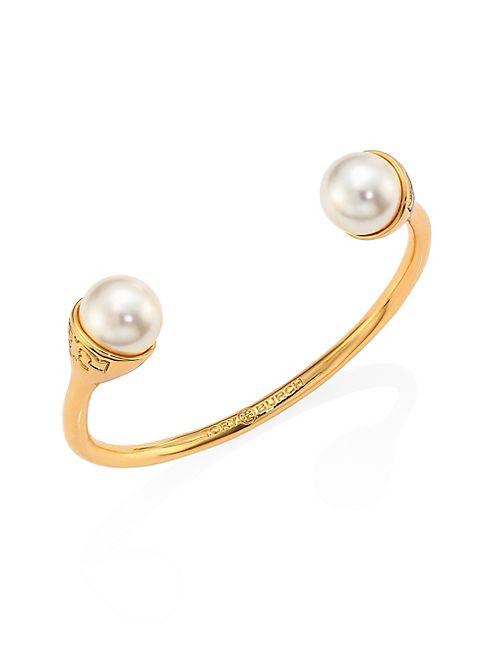 Tory Burch - Crystal Pearl Bud Cuff Bracelet