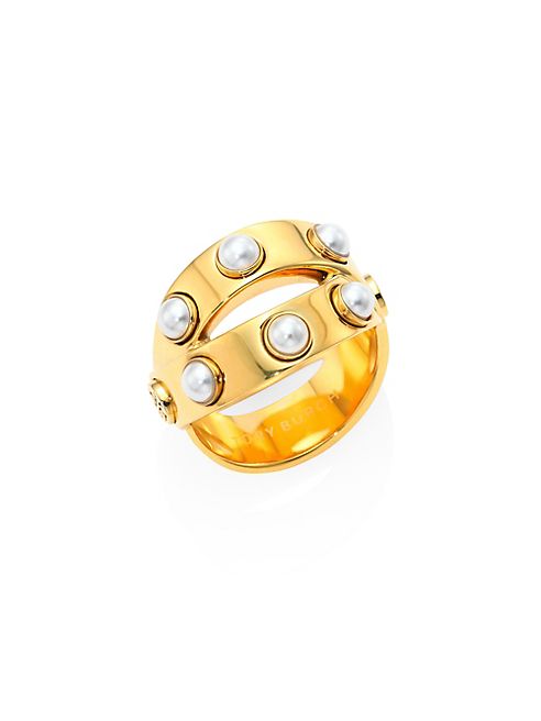 Tory Burch - Faux Pearl Double-Wrap Ring