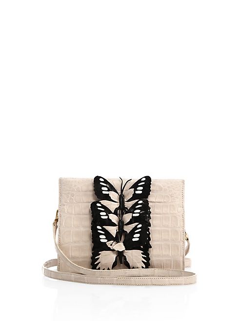 Nancy Gonzalez - Small Butterfly-Detail Crocodile Clutch