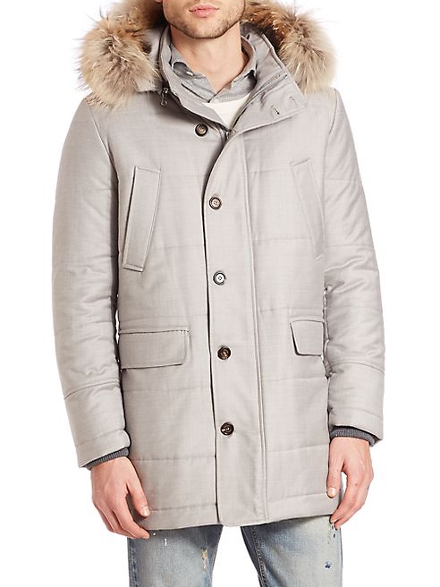 Eleventy - Fur-Trimmed Wool Storm System Parka