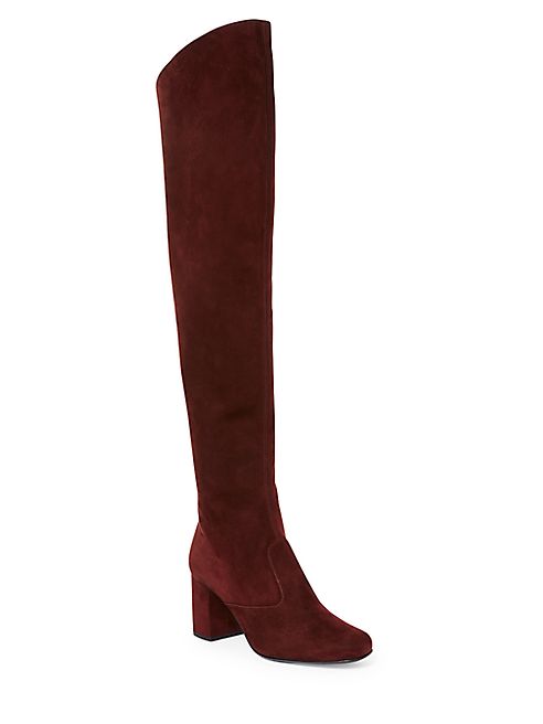 Saint Laurent - Suede Over-The-Knee Block Heel Boots