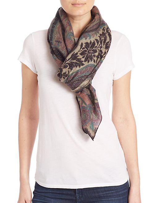 Etro - Paisley Stripe Glitter Bombay Cashmere Scarf