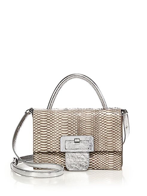 Maison Margiela - Large Top-Handle Snake & Metallic Leather Shoulder Bag