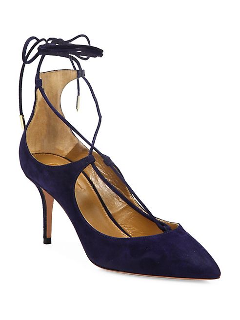 Aquazzura - Christy Suede Lace-Up Pumps