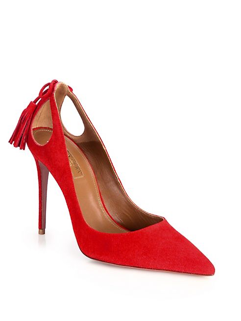 Aquazzura - Forever Marilyn Cutout Suede Point Toe Pumps