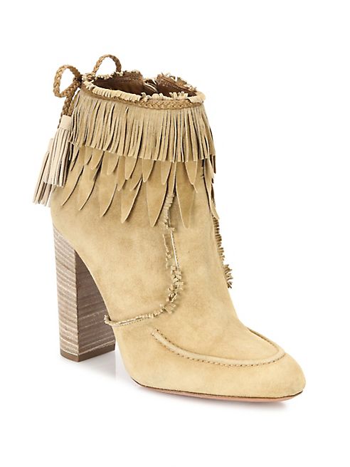 Aquazzura - Tiger Lily Fringed Suede Booties