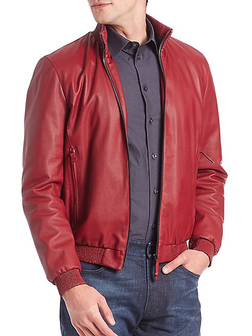 Armani Collezioni - Textured Red Leather Jacket