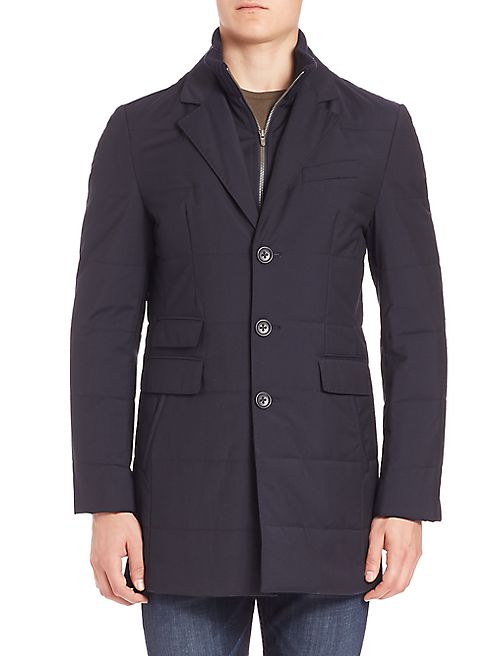 Saks Fifth Avenue Collection - Zipper Bib Quilted Wool Coat