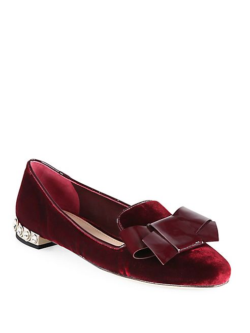 Miu Miu - Swarovski Crystal-Heel Velvet Smoking Slippers