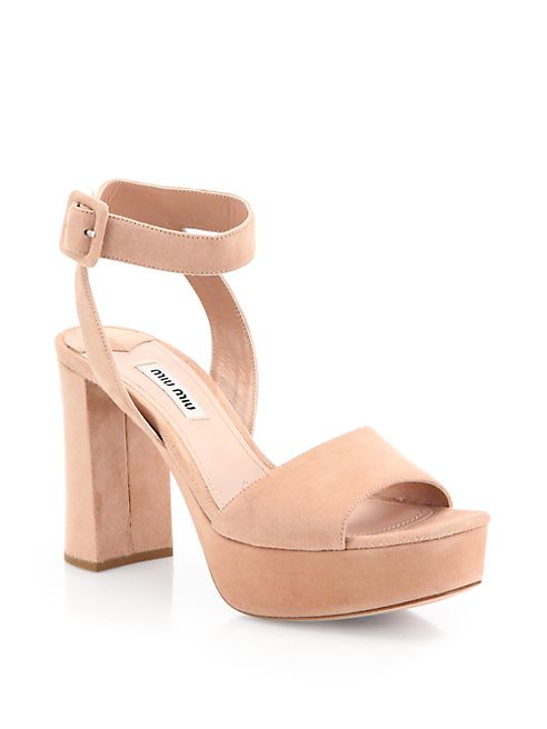 Miu Miu - Suede Ankle-Strap Platform Sandals