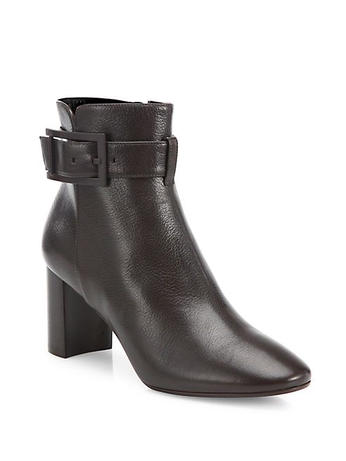 Aquatalia - Vanie Buckle Leather Block Heel Booties