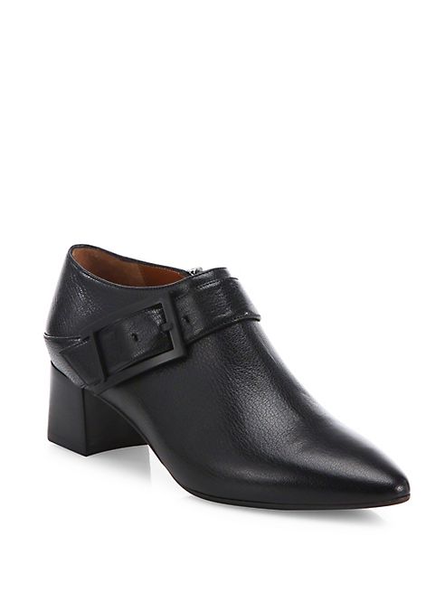 Aquatalia - Perry Buckle Leather Block Heel Booties