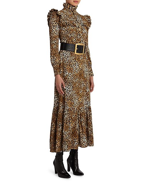 Saint Laurent - Animal Print Silk Georgette Dress