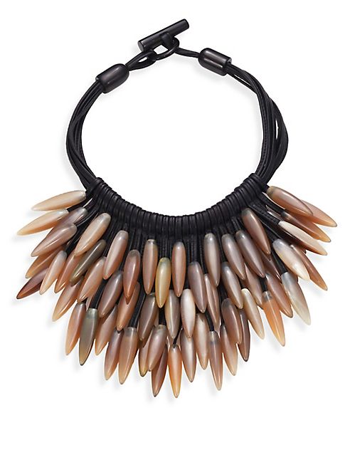 Nest - Fringed Leather & Horn Necklace