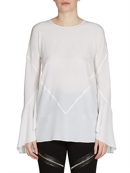 Givenchy - Silk Crepe De Chine Flared Sleeve Blouse