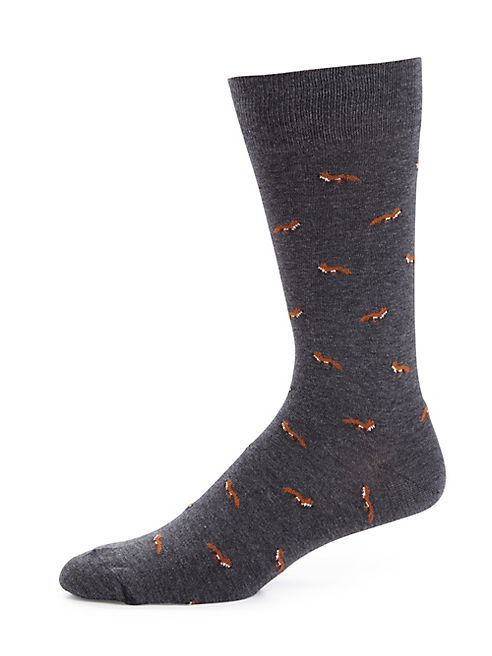 Saks Fifth Avenue Collection - Fox Printed Cotton Blend Socks