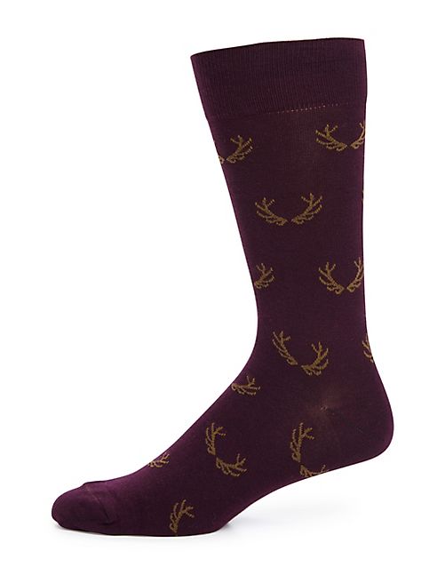 Saks Fifth Avenue Collection - Antler Printed Cotton Blend Socks