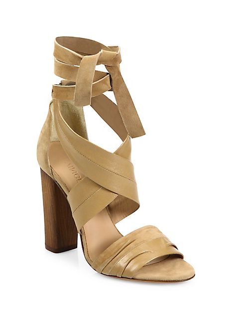 Vince - Beatrice Leather & Suede Wraparound Block-Heel Sandals