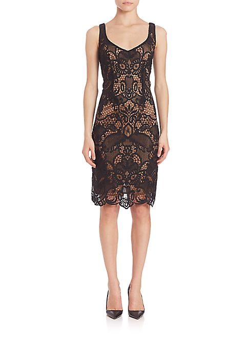 Laundry by Shelli Segal - V-Neck Two Tone Lace Dress