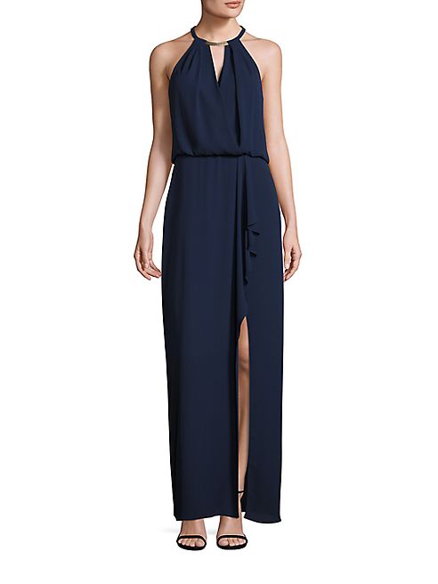 BCBGMAXAZRIA - Solid Halterneck Gown