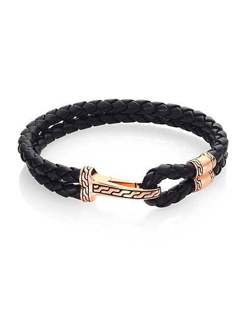 John Hardy - Classic Chain Collection Leather & Bronze Bracelet