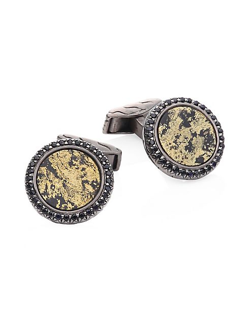 John Hardy - Black Sapphire, Apache Gold & Sterling Silver Cuff Links