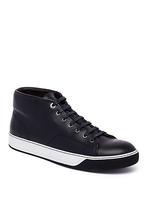 Lanvin - Leather Mid-Top Sneakers